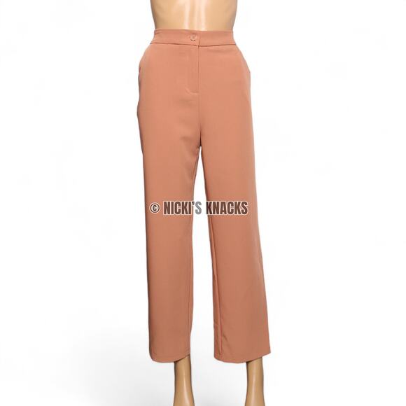 Sincerely Jules High Waisted Straight Leg Trouser Dress Pants Camel Tan Size L - Picture 2 of 12